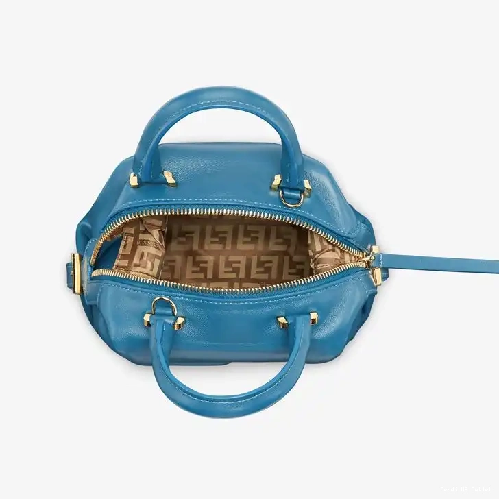 Cheap HOT Blue Bag Leather Fendi In Mini FF Cube Nappa 0503